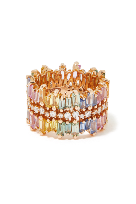 Fireworks Alaia Ring, 18k Rose Gold, Diamonds & Sapphire